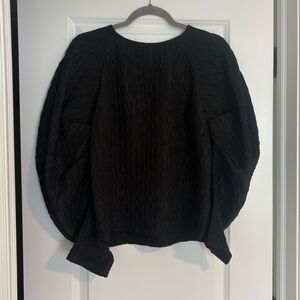 Express Black Textured Jacquard Puff Sleeve Top size medium